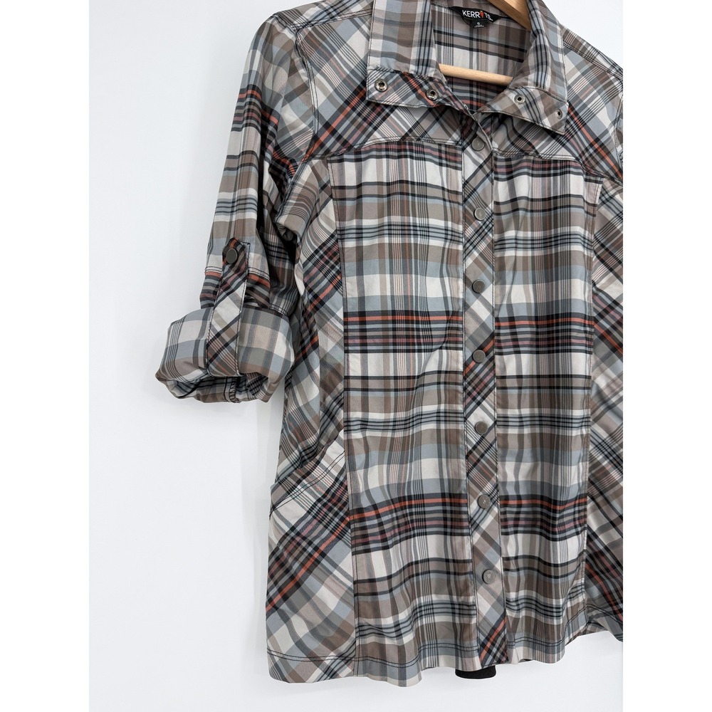 Kerrits Not Just a Barn Shirt Plaid Snap Front Long Sleeve Shirt Sz S Equestrian - Picture 4 of 10